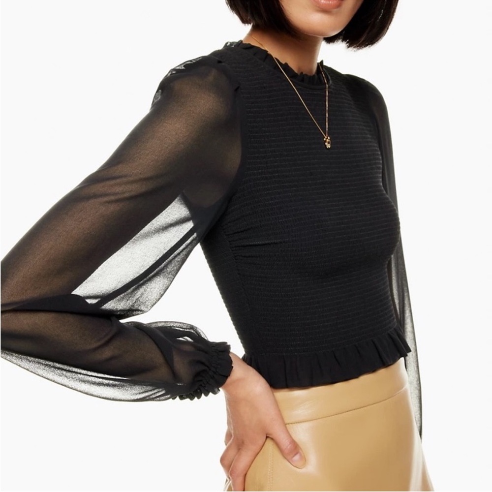 Aritzia Wilfred black long sleeve tempest blouse